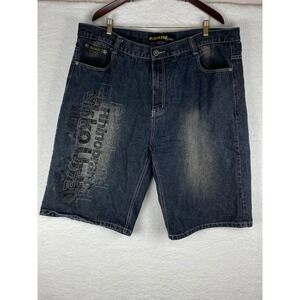 Playbigg Rhino Brand Mens Size 46 Dark Wash Baggy Streetwear Denim Shorts Y2K